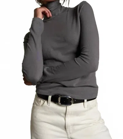 Perfectwhitetee Cindy Recycled Cotton Turtleneck Top In Charcoal In Pink