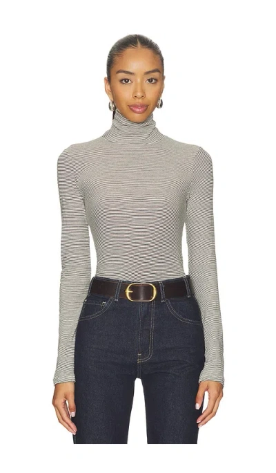 Perfectwhitetee Cindy Stripe Jersey Turtleneck In Gray