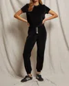 Perfectwhitetee Delphine Satin Crew Neck Tee In True Black In Black