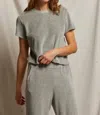PERFECTWHITETEE CLARA VELOUR BABY TEE IN HEATHER GREY