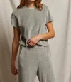 Perfectwhitetee T197 Clara Velour Crew Neck Tee In Heather Grey In Gray