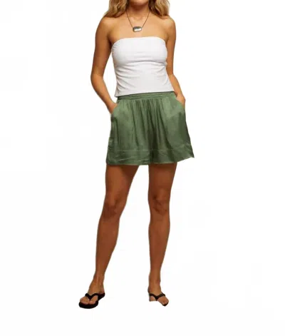 Perfectwhitetee Colette Satin Pull On Short In Aloe In Green