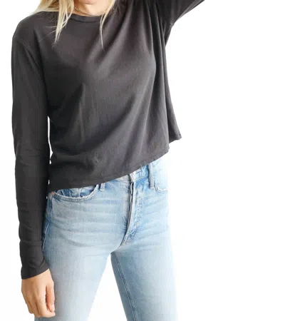Perfectwhitetee Cotton Boxy Long Sleeve Tee In True Black