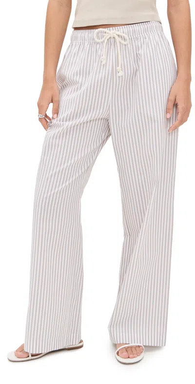 Perfectwhitetee Cotton Poplin Stripe Pants Putty Stripe In White