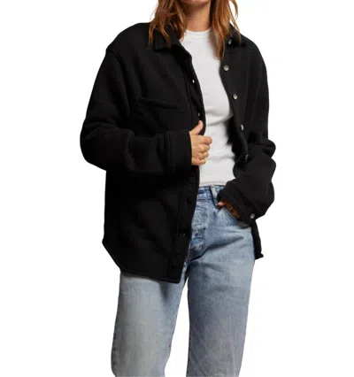 Perfectwhitetee Cypress Fleece Button Down Jacket In Black