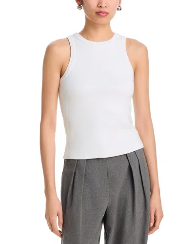 Perfectwhitetee Daphne Ribbed High Neck Tank In White