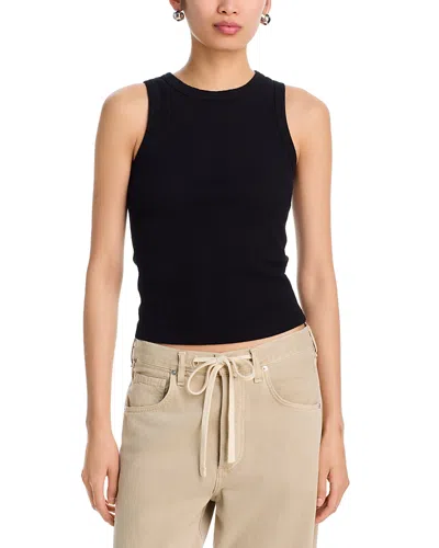Perfectwhitetee Daphne Ribbed High Neck Tank In Black