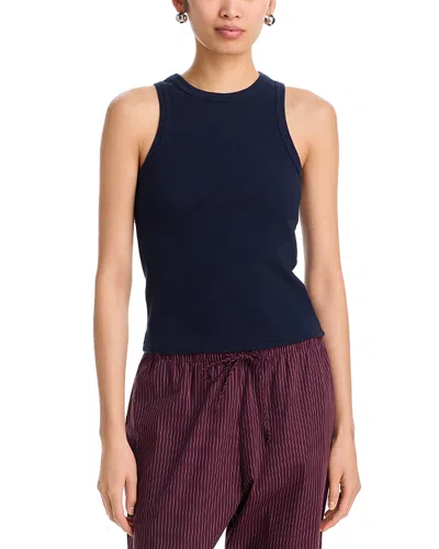 Perfectwhitetee Daphne Ribbed High Neck Tank In Blue