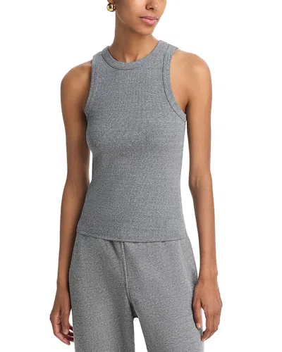 Perfectwhitetee Daphne Ribbed High Neck Tank In Gray