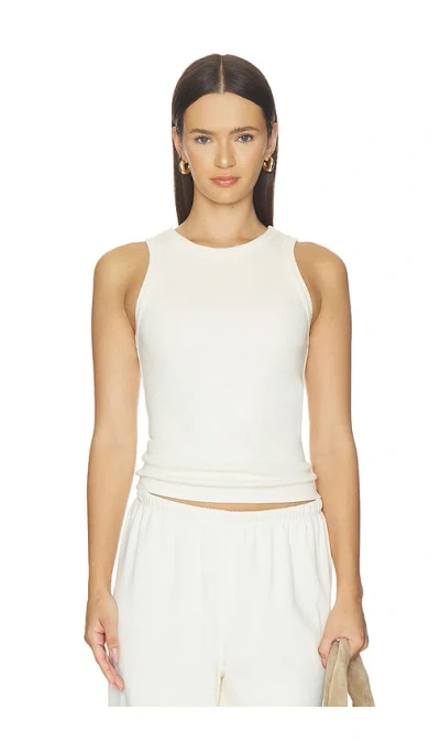 Perfectwhitetee Daphne Structured Rib High Neck Tank In Ivory