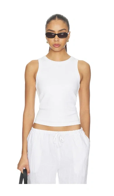 Perfectwhitetee Daphne Structured Rib High Neck Tank In White