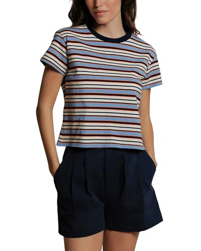 Perfectwhitetee Dawn Striped Cotton Blend Tee In Blue