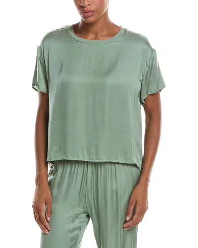 Perfectwhitetee Delphine Luxe Satin Crewneck T-shirt In Blue
