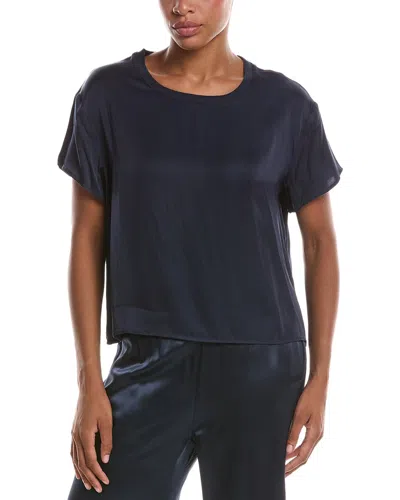 Perfectwhitetee Delphine Luxe Satin Crewneck T-shirt In Purple