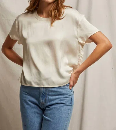 Perfectwhitetee Delphine Satin Crew Neck Tee In Sugar In Multi
