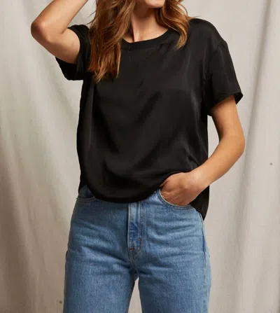 Perfectwhitetee Delphine Satin Crew Neck Tee In True Black