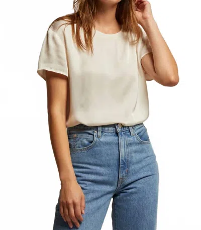 Perfectwhitetee Delphine Satin Crewneck Tee In Sugar In Neutral