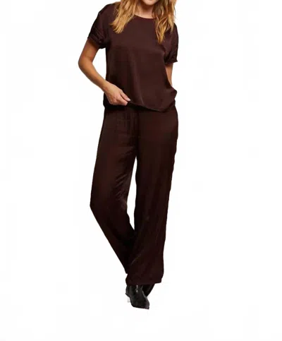 Perfectwhitetee Delphine Satin Tee In Blackberry In Multi