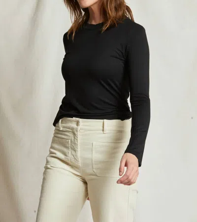 Perfectwhitetee Dionne Long Sleeve Baby Tee In True Black