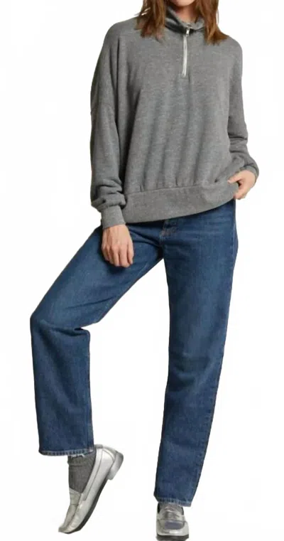 Perfectwhitetee Drake Luxe Fluff Half Zip Sweatshirt In Heather Grey In Gray
