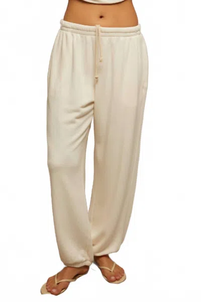 Perfectwhitetee Drifter Beach Terry Pant In Bright Ivory In Animal Print