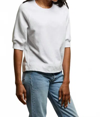 Perfectwhitetee Effie French Terry Short Sleeve Sweatshirt In White In Neutral