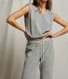 PERFECTWHITETEE ELLIE LOOP TERRY TANK IN HEATHER GREY