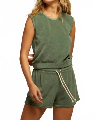 Perfectwhitetee Ellie Loop Terry Tank Top In Aloe In Green