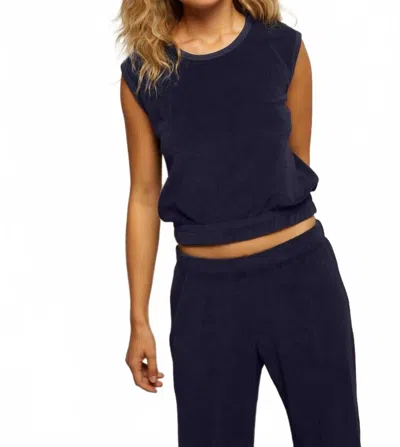 Perfectwhitetee Ellie Loop Terry Tank Top In Navy In Blue