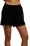 Perfectwhitetee Emily Loop Terry Sweat Short In True Black In Black