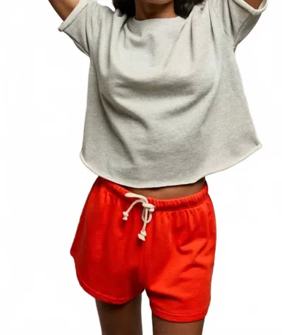 Perfectwhitetee Ezra French Terry Short Sleeve Top In Heather Grey In Gray
