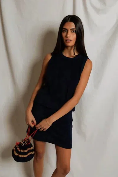 Perfectwhitetee Esther Tank In Navy In Black