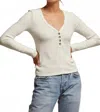 Perfectwhitetee Evangeline Sweater Rib Long Sleeve In Sugar In White