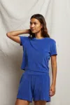 Perfectwhitetee Eve Terry Crew Springsteen Tee In Blue In Animal Print