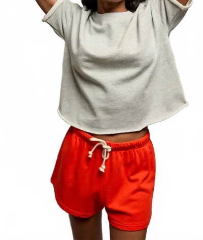 Perfectwhitetee Ezra French Terry Short Sleeve Top In Heather Grey In Gray