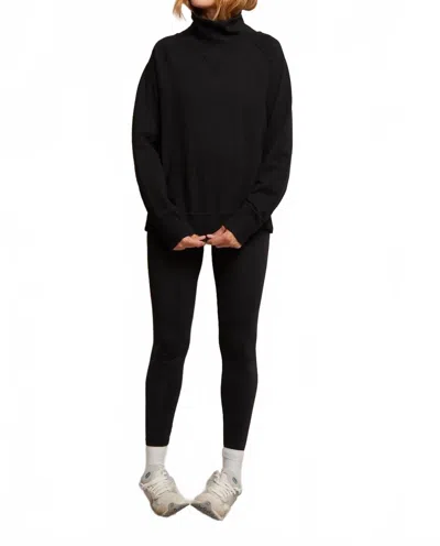 Perfectwhitetee Faris Oversized Turtleneck Sweatshirt In True Black
