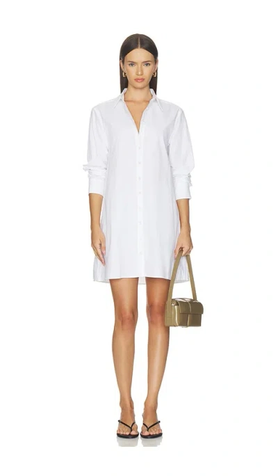 Perfectwhitetee Felicia Cotton Poplin Button Down Dress In White