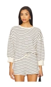 Perfectwhitetee Tyler French Terry Stripe Pullover Sweatshirt