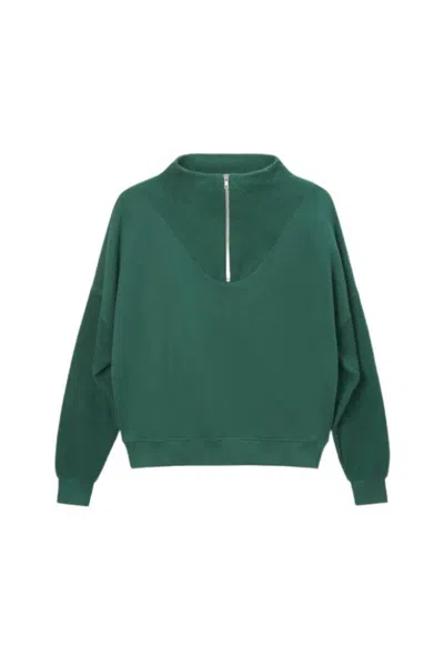 Perfectwhitetee Fleece Quarter Zip Pullover Sweatshirt In Evergreen In Green