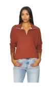 Perfectwhitetee French Terry Half Zip Pullover In Rust