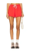 Perfectwhitetee Layla French Terry Sweat Shorts Poppy Red In Red