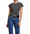 Perfectwhitetee Gabby Rib Short Sleeve Crew Neck Sweater In Charcoal In Gray