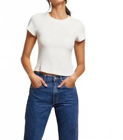 Perfectwhitetee Gabby Sweater Rib Short Sleeve Crew Neck Tee In Sugar In White
