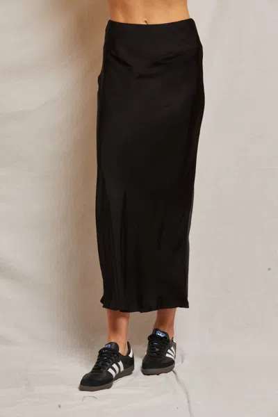 Perfectwhitetee Genevieve Satin Slip Skirt In True Black