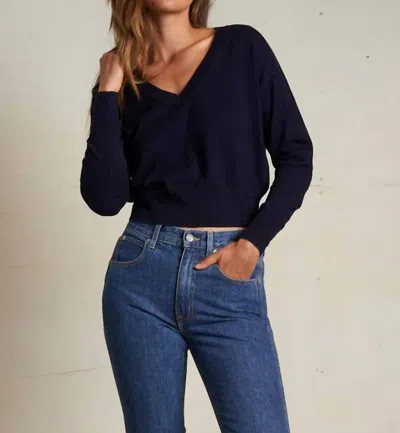 Perfectwhitetee Georgina Cashmere V Neck Sweater In Navy In Blue