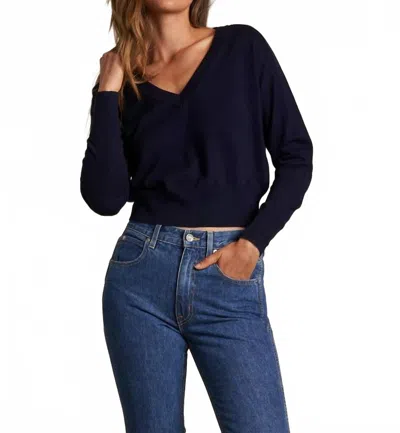 Perfectwhitetee Georgina Cotton Cashmere V-neck Sweater In Navy In Blue