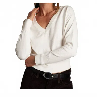 Perfectwhitetee Georgina V Neck Sweater In Sugar In White