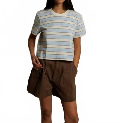Perfectwhitetee Gia Short Sleeve Stripe Tee In Blue In Gray