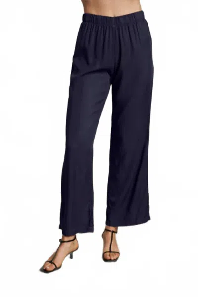 Perfectwhitetee Hana Tencel Straight Leg Pants In Navy In Blue