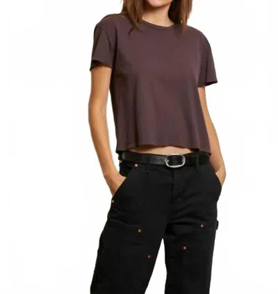 Perfectwhitetee Delphine Satin Crewneck Tee In Cocoa In Brown